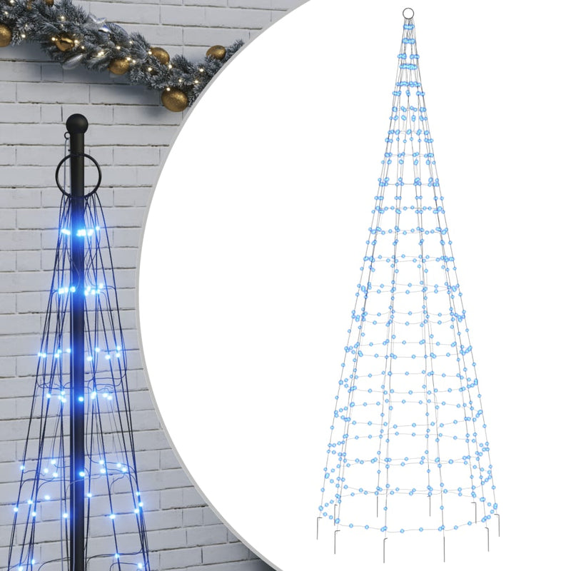 Load image into Gallery viewer, Vidaxl led-kerstboom aan vlaggenmast 550 led's 300 cm blauw
