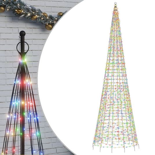 Vidaxl led-kerstboom aan vlaggenmast 1534 leds kleurrijk 500 cm