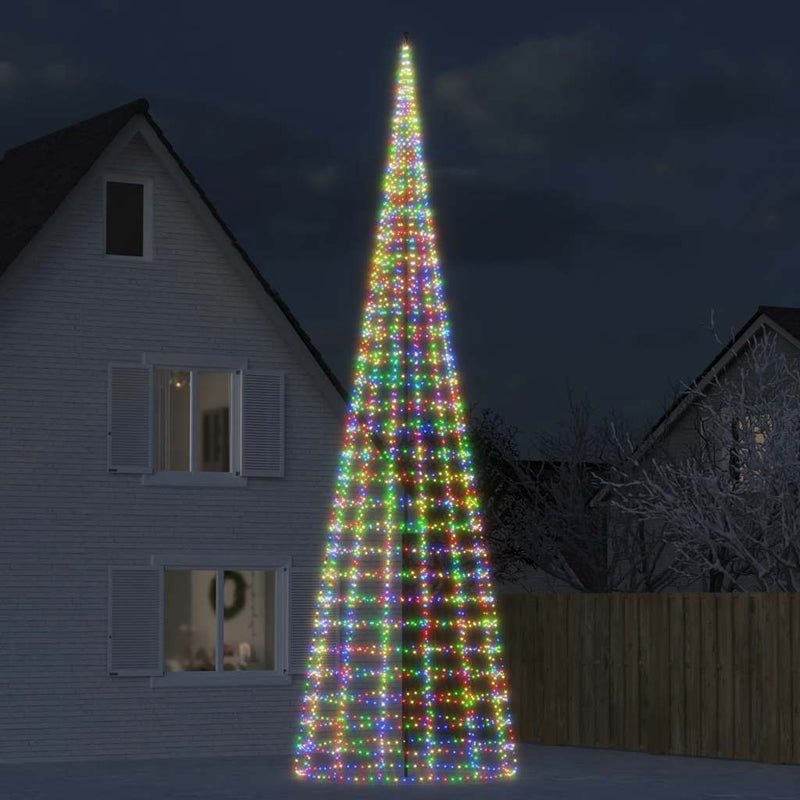 Afbeelding laden in galerijviewer, Vidaxl led-kerstboom aan vlaggenmast 3000 leds kleurrijk 800 cm
