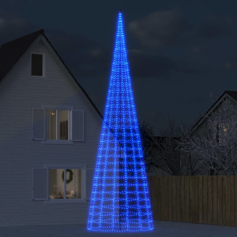 Load image into Gallery viewer, Vidaxl led-kerstboom aan vlaggenmast 3000 led's 800 cm blauw
