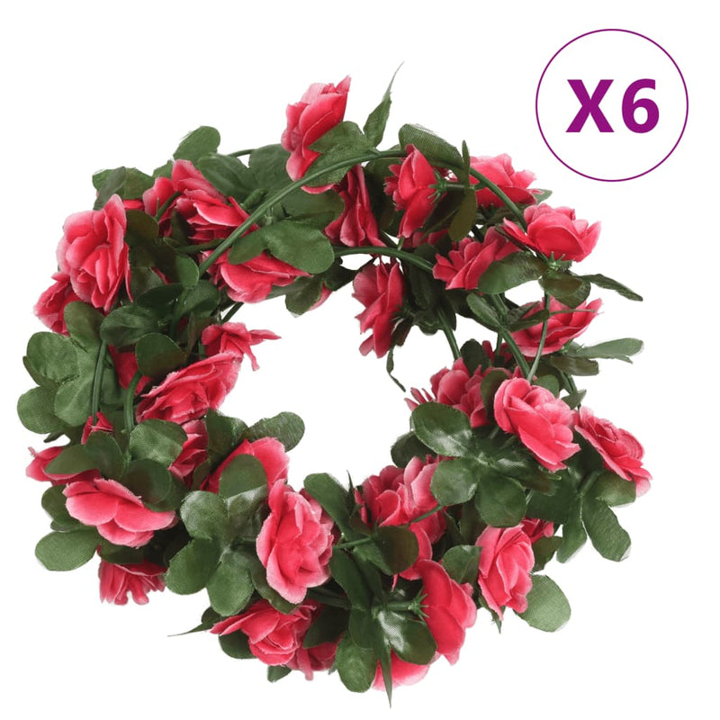 Load image into Gallery viewer, Vidaxl kerstslingers met bloemen 6 st 250 cm lente rozerood
