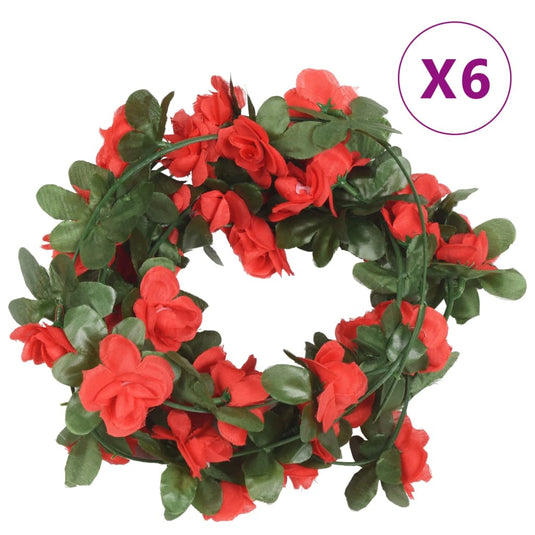 Vidaxl bloemenslingers 6 st 250 cm lente rood