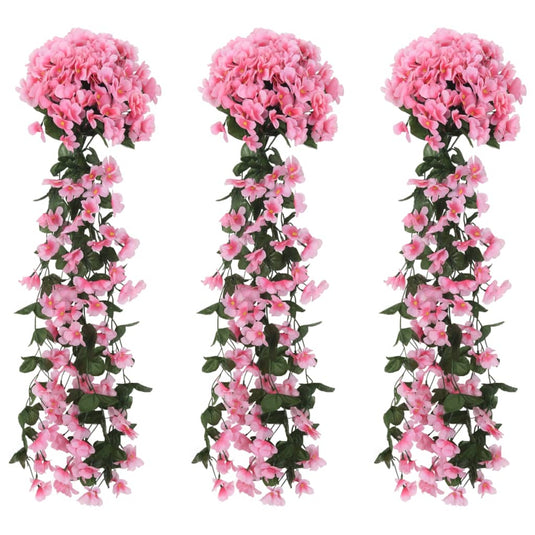 Vidaxl kerstslingers met bloemen 3 st 85 cm roze