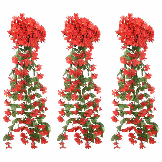 Vidaxl kerstslingers met bloemen 3 st 85 cm rood