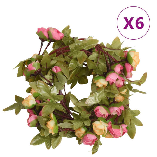 Vidaxl bloemenslingers 6 st 215 cm roze