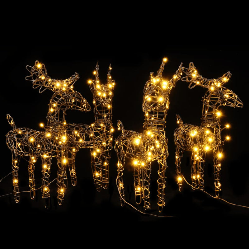 Load image into Gallery viewer, VidaXL Kerstversiering rendierfamilie 4 st 160 LED's rattan warmwit
