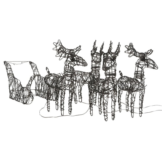 VidaXL Kerstversiering rendieren en sleeën 320 LED's rattan warmwit