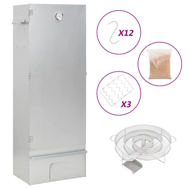 Vidaxl bbq-rookoven met koude rookgenerator gegalvaniseerd staal