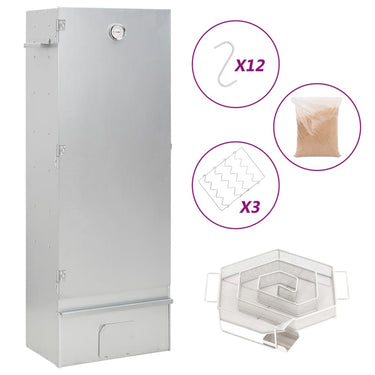Vidaxl bbq-rookoven met koude rookgenerator gegalvaniseerd staal