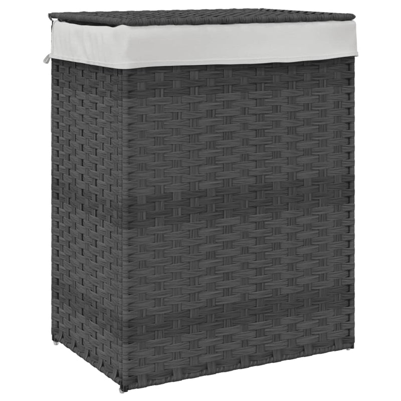Load image into Gallery viewer, Vidaxl wasmand met deksel 46x33x60 cm poly rattan grijs
