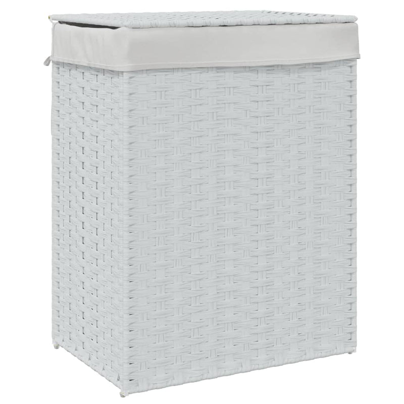 Load image into Gallery viewer, Vidaxl wasmand met deksel 46x33x60 cm poly rattan wit
