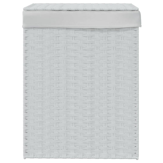 Vidaxl wasmand met deksel 46x33x60 cm poly rattan wit