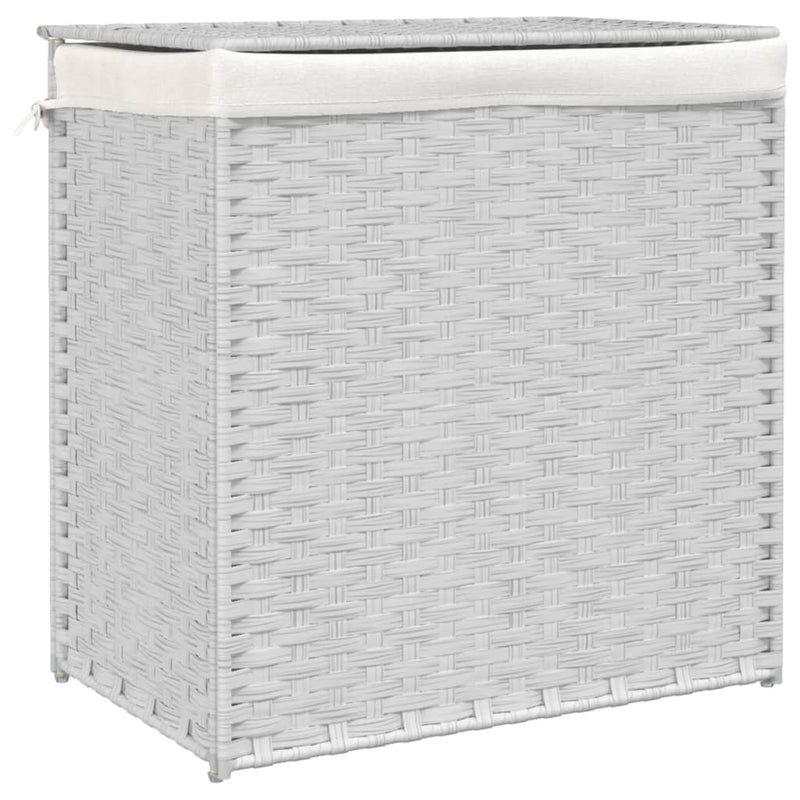 Load image into Gallery viewer, Vidaxl wasmand met 2 vakken 53x35x57 cm poly rattan wit
