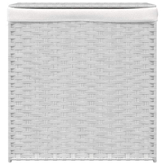 Vidaxl wasmand met 2 vakken 53x35x57 cm poly rattan wit