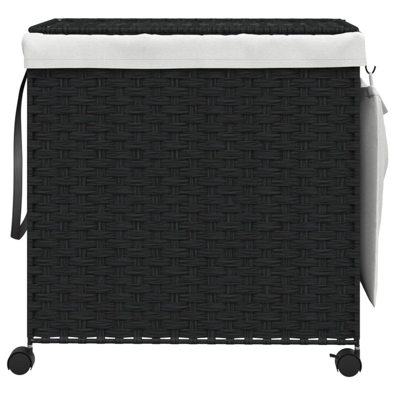 Load image into Gallery viewer, Vidaxl wasmand op wielen 60x35x60,5 cm rattan zwart
