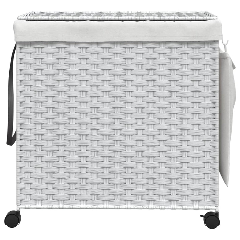 Load image into Gallery viewer, Vidaxl wasmand op wielen 60x35x60,5 cm rattan wit
