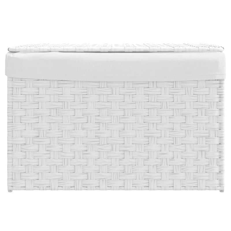 Load image into Gallery viewer, Vidaxl wasmand met deksel 55,5x35x34 cm poly rattan wit
