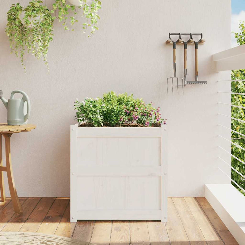 Load image into Gallery viewer, Vidaxl plantenbak 60x60x60 cm massief grenenhout wit

