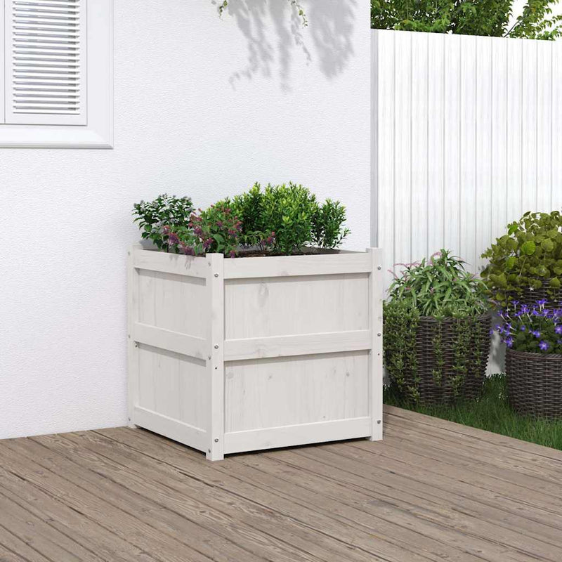 Load image into Gallery viewer, Vidaxl plantenbak 60x60x60 cm massief grenenhout wit
