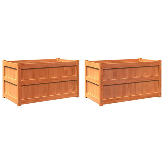 Vidaxl plantenbakken 2 st cm massief grenenhout wasbruin