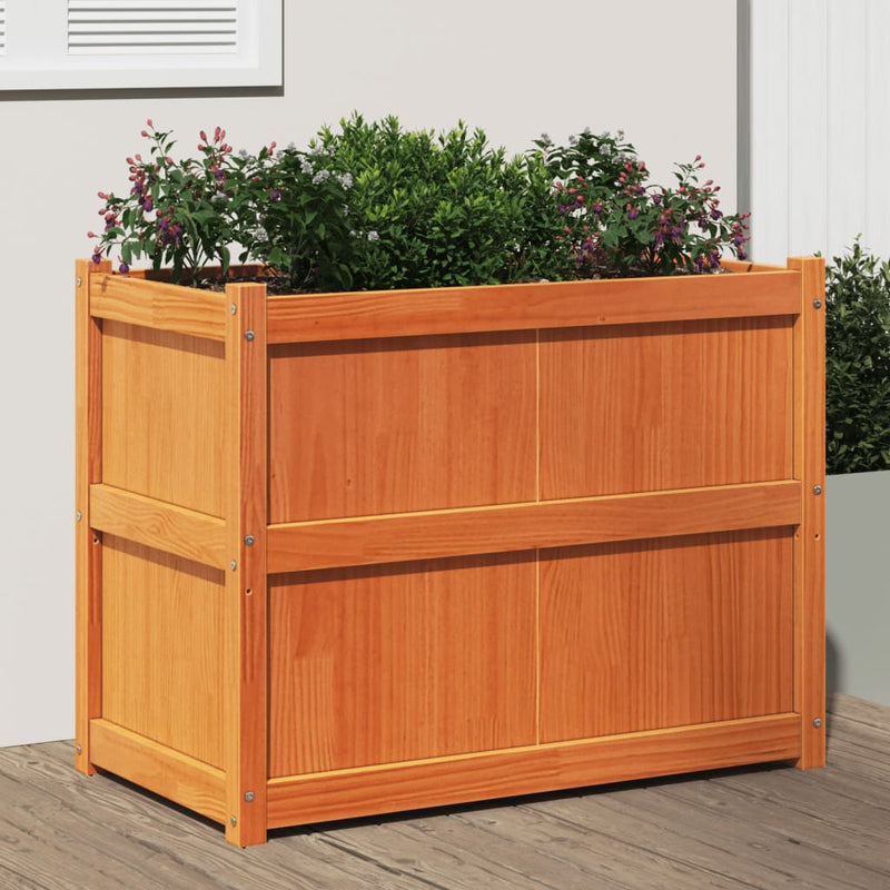 Load image into Gallery viewer, Vidaxl plantenbak 90x50x70 cm massief grenenhout wasbruin
