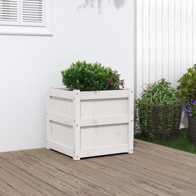 Load image into Gallery viewer, Vidaxl plantenbak 50x50x50 cm massief grenenhout wit
