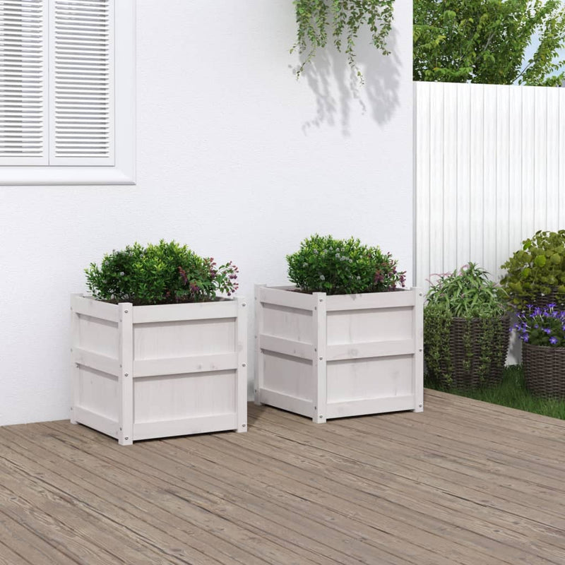 Load image into Gallery viewer, Vidaxl plantenbakken 2 st cm massief grenenhout wit
