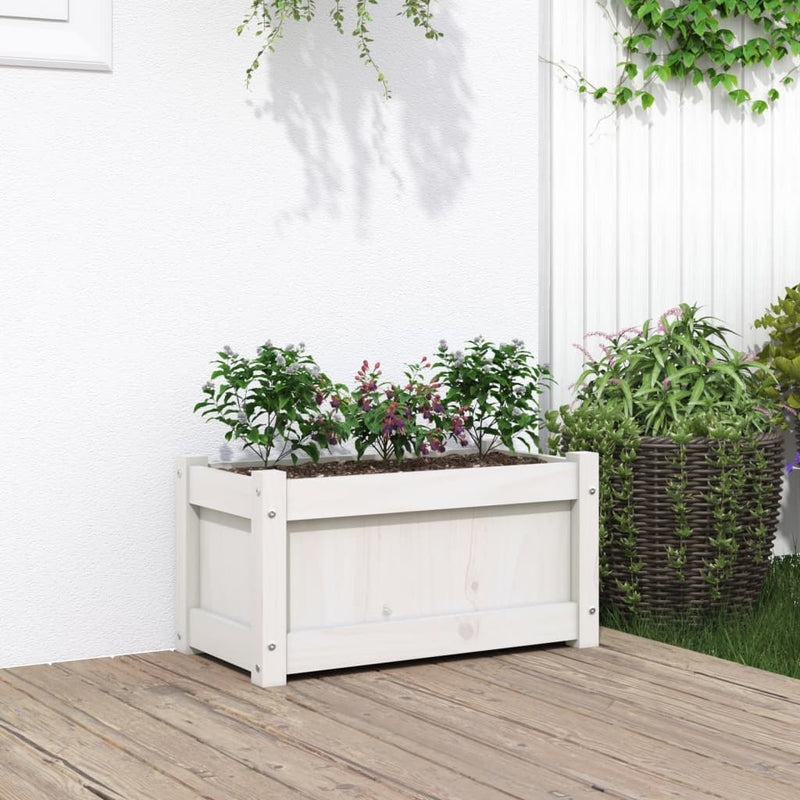 Load image into Gallery viewer, Vidaxl plantenbak 60x31x31 cm massief grenenhout wit
