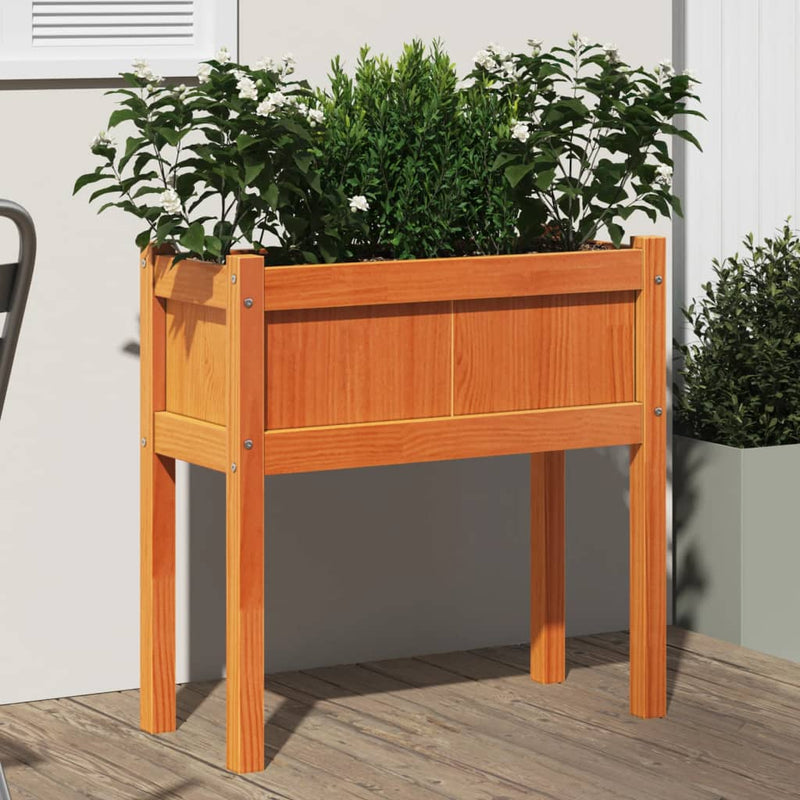 Load image into Gallery viewer, Vidaxl plantenbak met poten 70x31x70 cm grenenhout wasbruin
