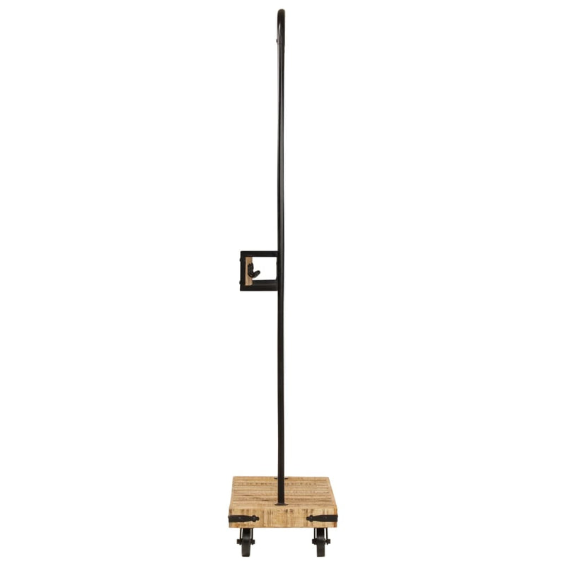 Load image into Gallery viewer, Vidaxl kledingrek met wieltjes 90x35x190 cm massief mangohout en ijzer
