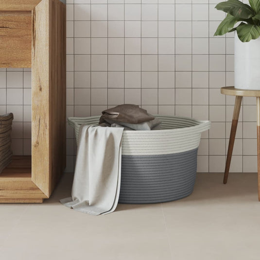 Vidaxl opbergmand ø 40x25 cm katoen grijs en wit