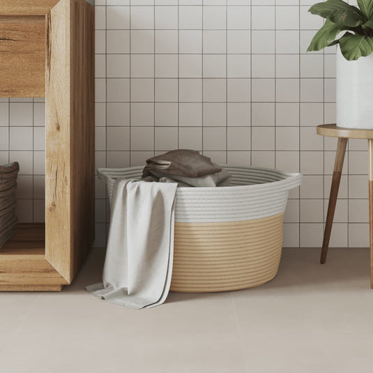 Vidaxl opbergmand ø 40x25 cm katoen beige en wit