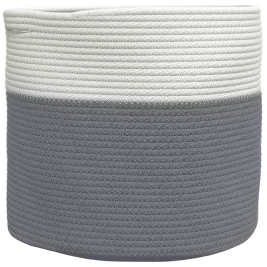 Vidaxl opbergmand ø 40x35 cm katoen grijs en wit