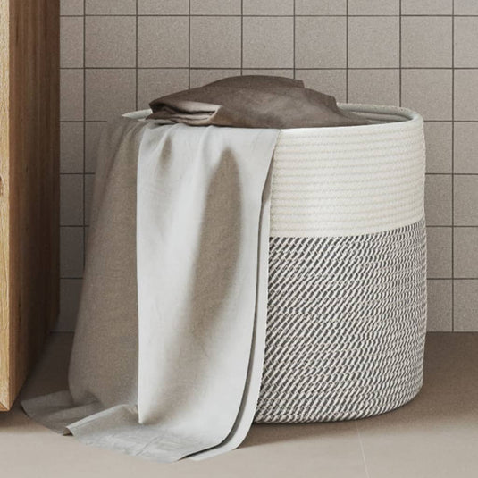 Vidaxl opbergmand ø 40x35 cm katoen grijs en wit