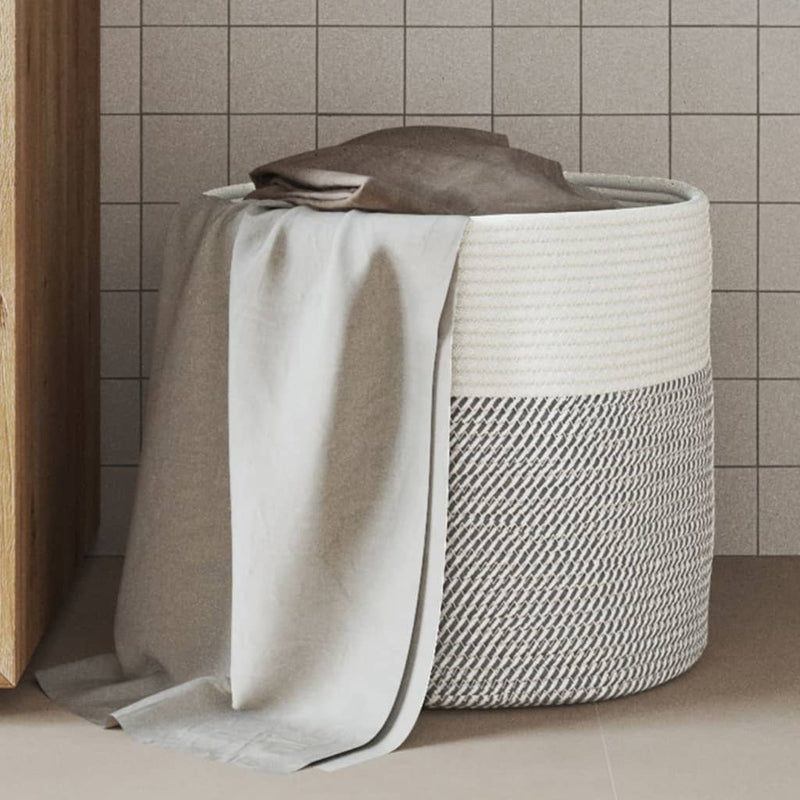 Load image into Gallery viewer, Vidaxl opbergmand ø 40x35 cm katoen grijs en wit
