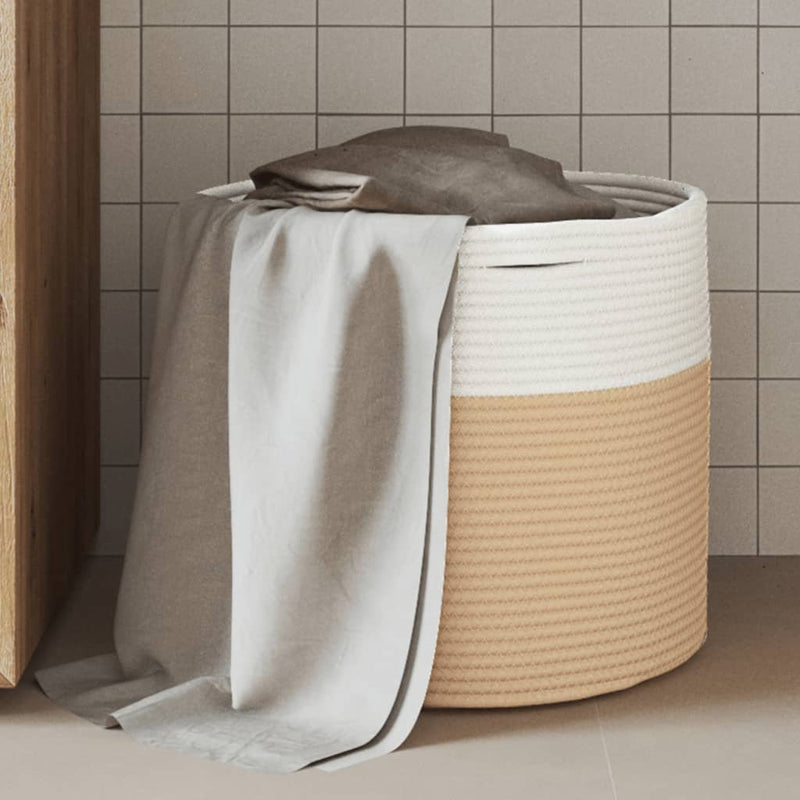 Load image into Gallery viewer, Vidaxl opbergmand ø 40x35 cm katoen beige en wit

