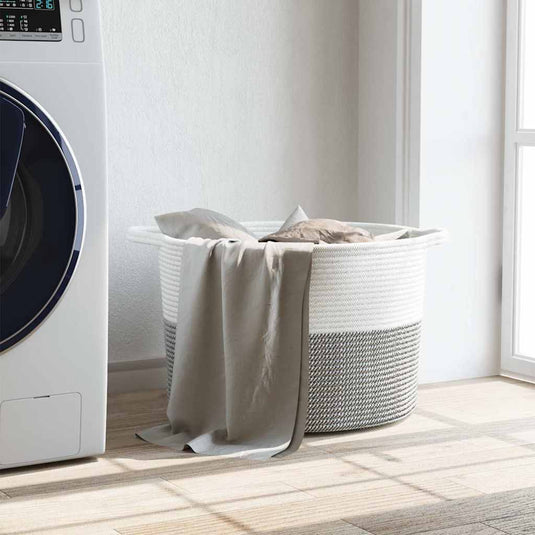 Vidaxl wasmand ø 55x36 cm katoen grijs en wit