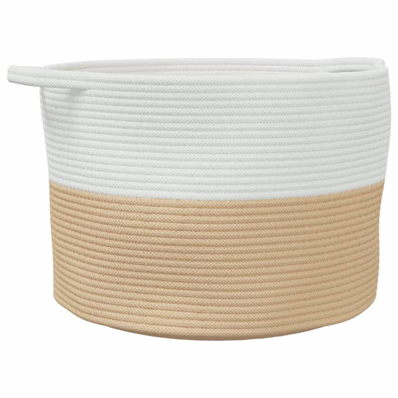Load image into Gallery viewer, Vidaxl wasmand ø 55x36 cm katoen beige en wit
