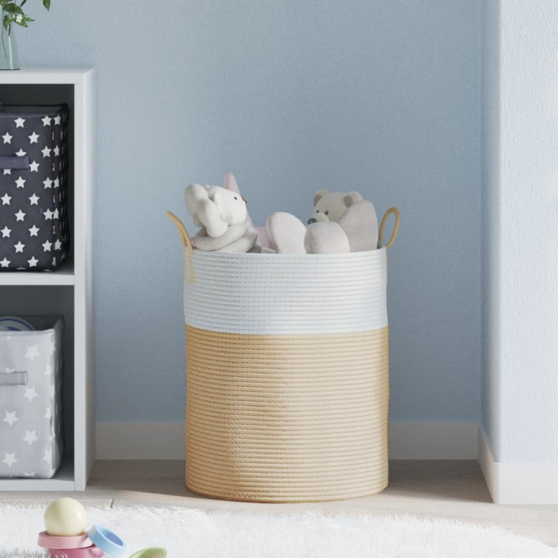 Load image into Gallery viewer, Vidaxl opbergmand ø 38x46 cm katoen beige en wit
