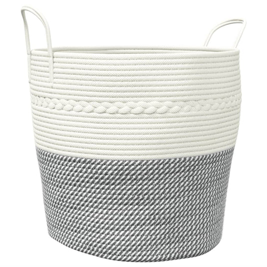 Vidaxl opbergmand ø 43x38 cm katoen grijs en wit
