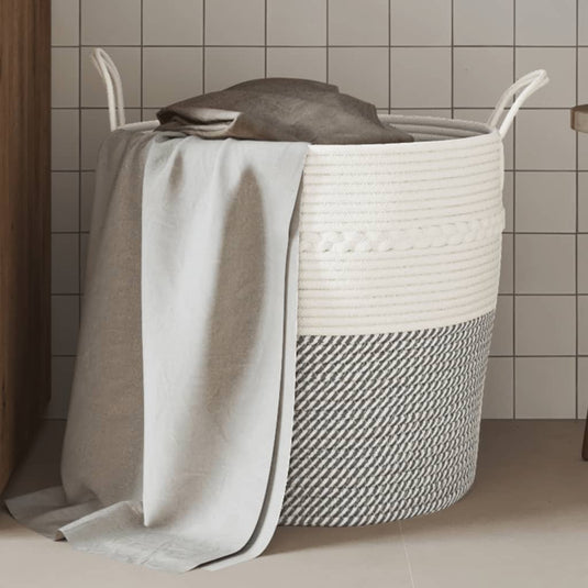 Vidaxl opbergmand ø 43x38 cm katoen grijs en wit