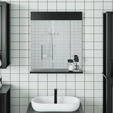Vidaxl badkamerspiegel met schap berg 60x12x70 cm massief hout zwart
