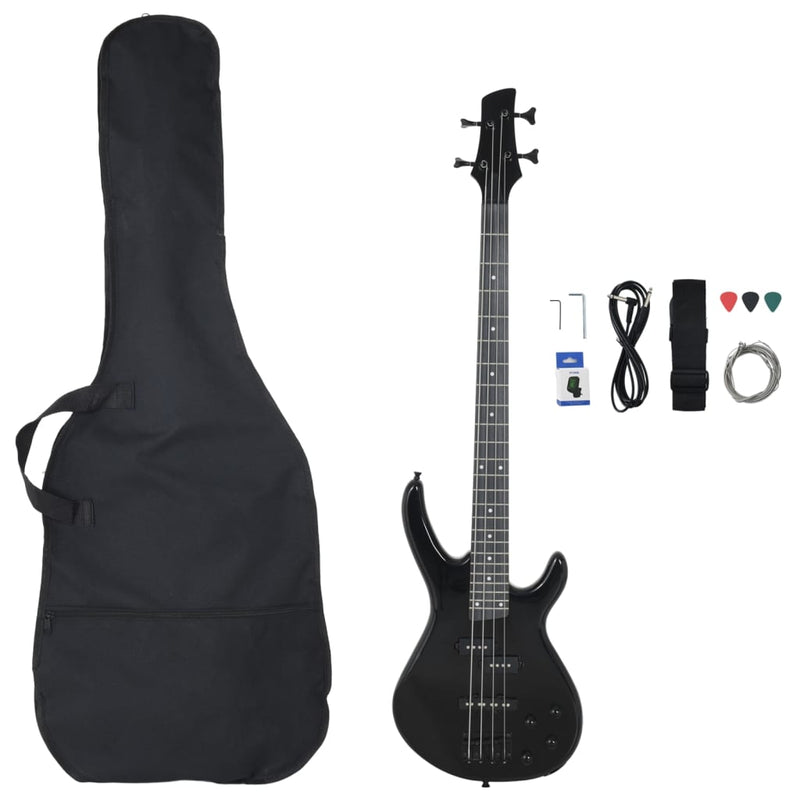 Load image into Gallery viewer, Vidaxl basgitaar voor beginners elektrisch met tas 4 4 46 zwart
