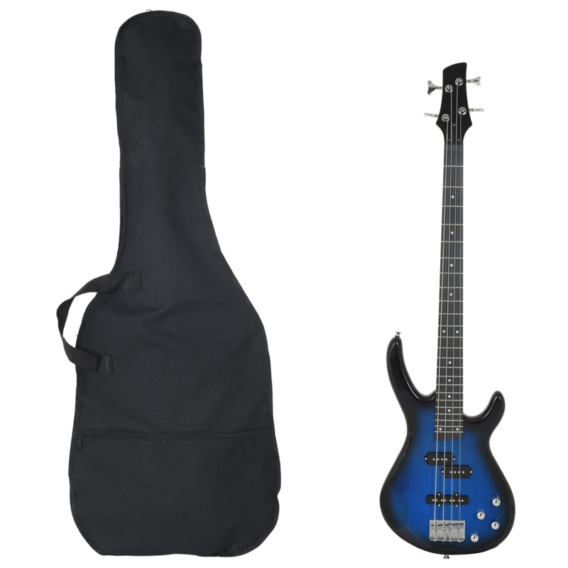 Load image into Gallery viewer, Vidaxl basgitaar voor beginners elektrisch met tas 4 4 46 blauw zwart

