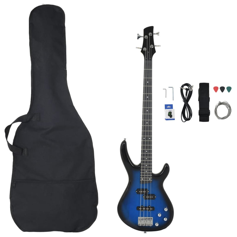Load image into Gallery viewer, Vidaxl basgitaar voor beginners elektrisch met tas 4 4 46 blauw zwart
