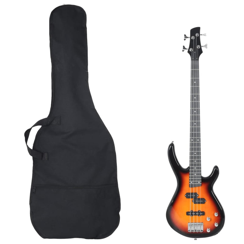Load image into Gallery viewer, Vidaxl basgitaar voor beginners elektrisch met tas 4 4 46 bruin zwart
