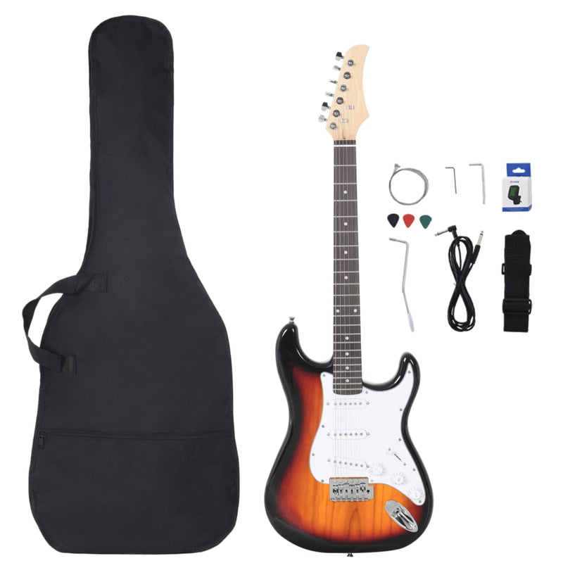 Load image into Gallery viewer, Vidaxl gitaar voor beginners elektrisch met tas 4 4 39 bruin en wit
