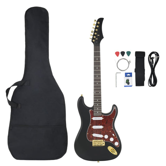Vidaxl gitaar voor beginners elektrisch met tas 4 4 39 zwart en goud