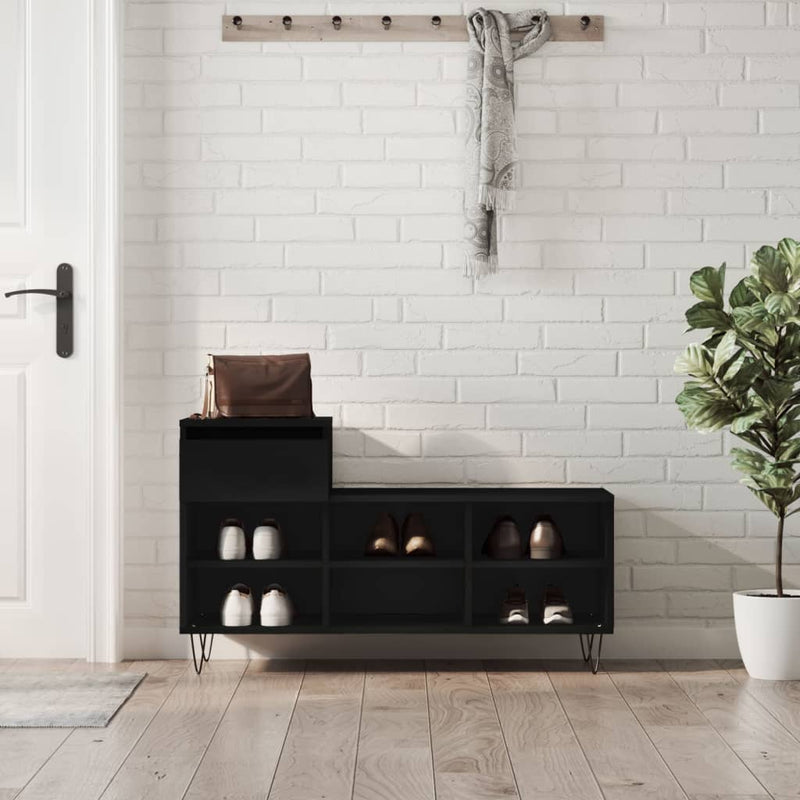 Load image into Gallery viewer, Vidaxl schoenenkast 102x36x60 cm bewerkt hout zwart

