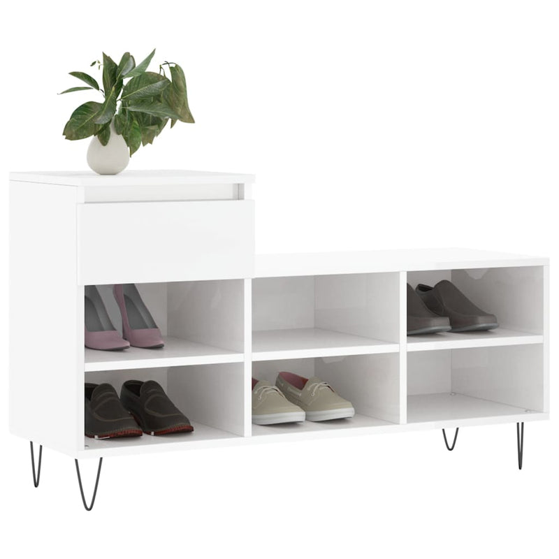 Load image into Gallery viewer, Vidaxl schoenenkast 102x36x60 cm bewerkt hout hoogglans wit
